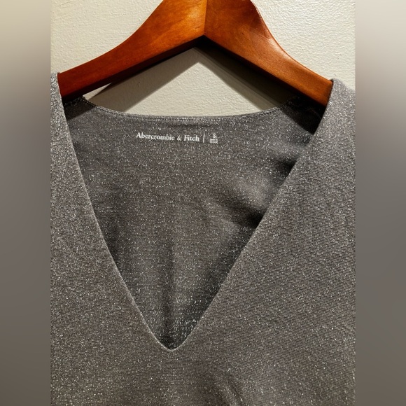 Abercrombie & Fitch Gray Bodysuit metallic sparkly bold party event feminine - Picture 16 of 16